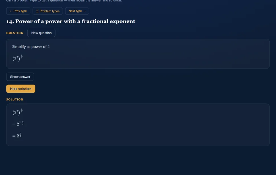 A generated question with its full worked solution on the XcelVations platform